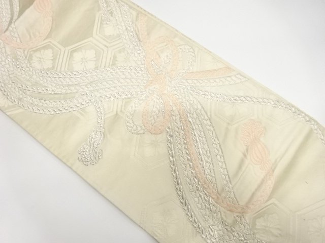 JAPANESE KIMONO / ANTIQUE FUKURO OBI / SILK / WOVEN KUMIHIMO CORD PATTERN